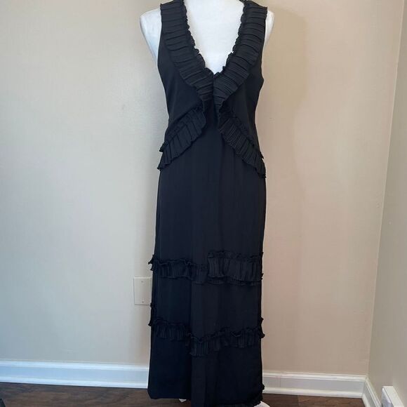NEW! Storets| Ruffled| Maxi| V neck| Small| Has stretch| Thick Quality Cotton - Picture 1 of 13